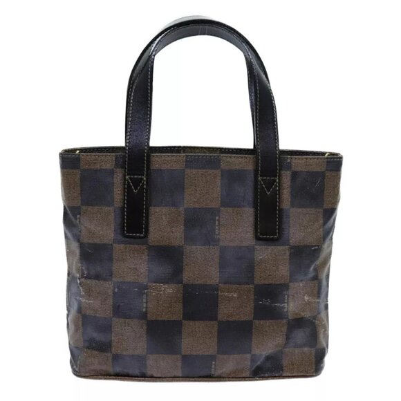 FENDI Pecan Canvas Hand Bag 2way Brown Black - Picture 15 of 16